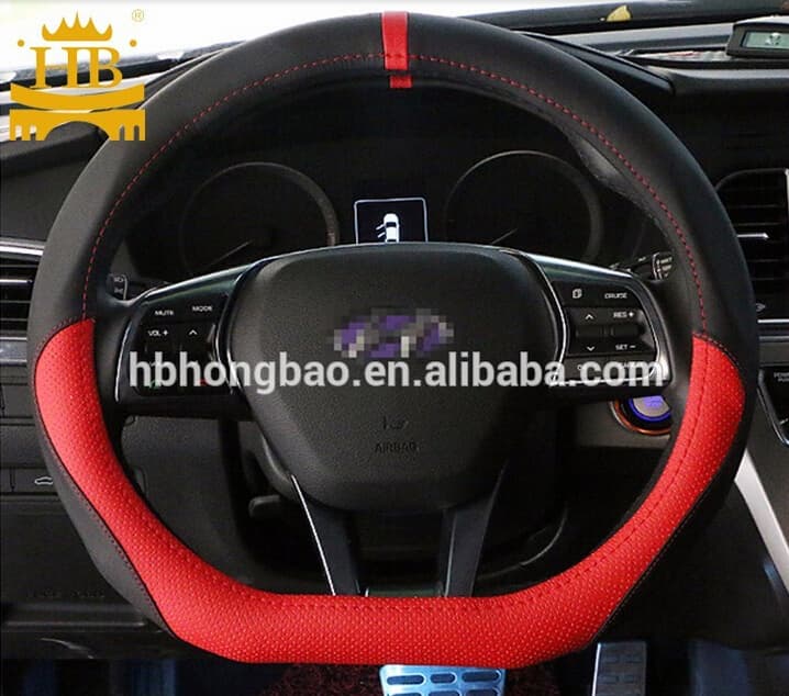 D_cut genuine leather hot sell steering wheel cover